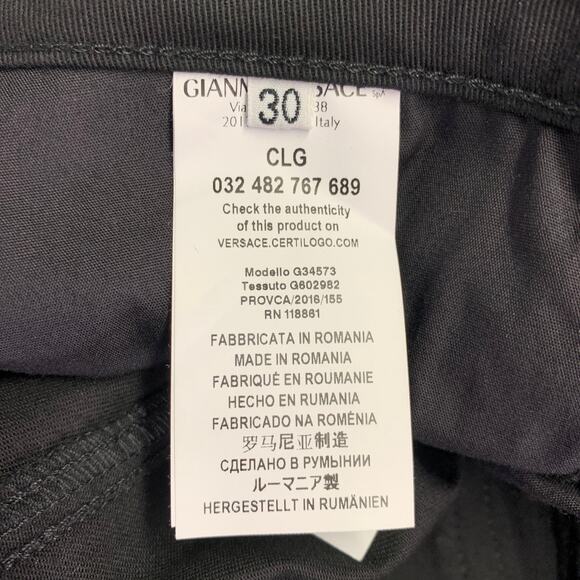 VERSACE COLLECTION Size 30 Donna Black Cotton Blend Studded Skinny Jeans - Picture 8 of 11